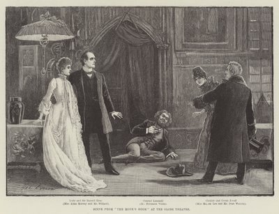 Escena de La Habitación del Monje en el Teatro Globe de Henry Stephen Ludlow